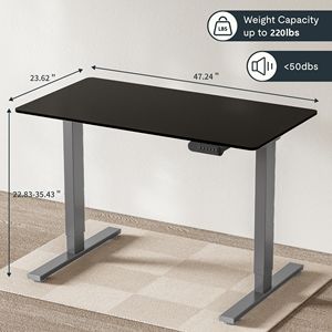 Scrivania Elettrica Regolabile in Altezza 48 x 24 Pollici, Postazione di Lavoro per Casa e Ufficio, Telaio Grigio, Scrivania Sit-Stand - Product Image 2