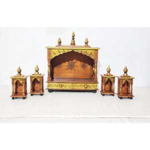 Templo Pooja Mandir de madera de 18 pulgadas con detalles de cobre para decoración del hogar - Product Image 4