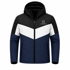 Men's Winter Hooded <b>Padded</b> <b>Jacket</b> <b>Waterproof</b> Windproof Color Block Outdoor Casual Warm Coat Full Zip Quilted <b>Jacket</b> OEM ODM - Product Image 2