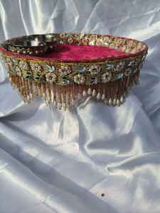 Plato de terciopelo de diseño para pooja, navratri, aarti, pua divino, plato ritual, shubh thali - Product Image 5