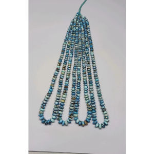 Perles rondes en turquoise dorée semi-précieuse 100 % naturelle du Kazakhstan, 5-7,5 mm, lisses, en brin, pour la création de bijoux DIY - Product Image 1