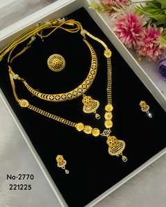 Dubai India Bridal <b>Gold</b> Plated Alloy Fine Jewelry <b>Set</b> Ethnic Classic Wedding <b>Necklace</b> <b>and</b> <b>Earrings</b> <b>Set</b> for Women - Product Image 2