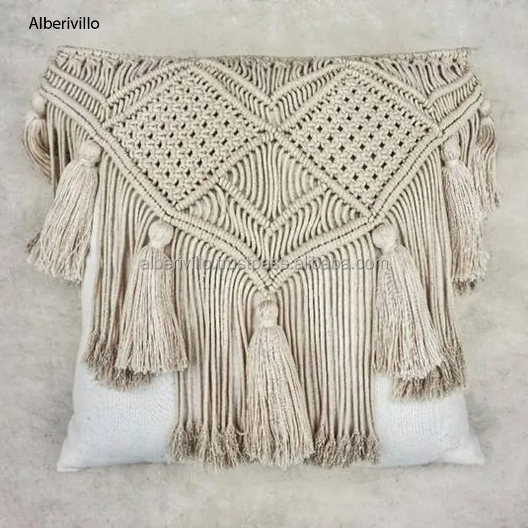 Macrame Gối Bìa Mô Hình Hình Học Thiết Kế Bông Handmade Bohemian Đệm Bìa Home Dệt May Từ Ấn Độ