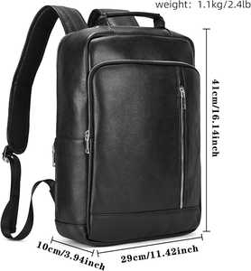 ZOLO LEATHERS - Mochila Profesional de Piel Auténtica Antirrobo Ligera de 41 cm para Ordenador Portátil de Viaje, Diseño Multibolsillos, Cierre de Cremallera - Product Image 4