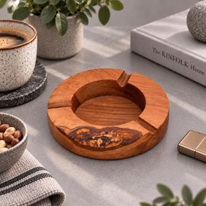 Cenicero de Cigarros de Madera Sólida Portátil de Lujo con un Solo Compartimento, Diseño de Alas de Pollo, Estilo Americano, para Uso en Casa, Auto, Restaurante, Hotel - Product Image 1
