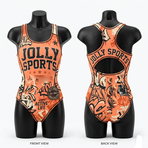 Maillot de bain femme 220 GSM en nylon et élasthanne, couleur corail, panneau latéral en mesh, fermeture éclair sur le devant, logo personnalisé par transfert thermique, coupe ajustée. - Product Image 3