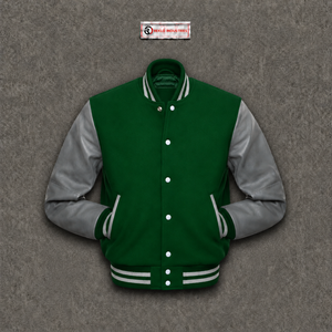 Chaqueta Varsity Verde Personalizable con Logotipo, Producción en Masa, Calidad de Exportación, Cierre de Botones en el Cuello, Ropa de Otoño - Product Image 5