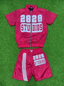 Conjunto de Camiseta de Cuello Redondo y Pantalones Cortos de Verano de Alta Calidad con Logotipo Personalizado, Estampado Vintage con Efecto Ácido, Traje Deportivo de 2 Piezas - Product Image 5