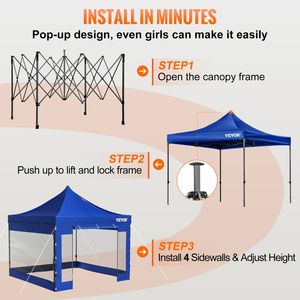Carpa Plegable de 10 x 10 Pies con Paredes Laterales Extraíbles, Bolsa con Ruedas, Resistente a los Rayos UV, Impermeable y Aislante para Exteriores, Patio o Gazebo - Product Image 5