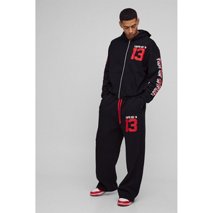 Ensemble de survêtement décontracté d'hiver pour hommes, style streetwear, avec sweat à capuche et pantalon de jogging au design hip-hop - Product Image 1