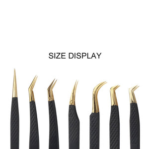 Pinzas profesionales de acero inoxidable con punta fina curvada y recta para extensiones de pestañas, instrumentos de belleza para pestañas - Product Image 6