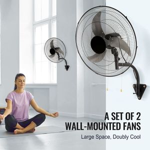 Confezione da 2 Ventilatori Industriali da Parete da 20 Pollici, 3 Velocità, 4000 CFM, Oscillanti, per Uso Interno/Commerciale, Tipo Spina AU/US - Product Image 2