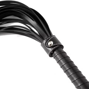 SPALL JP SPORTS SJS-HF-0032 Fouet d'entraînement pour chevaux en cuir de vachette premium noir de 77 cm avec poignée en cuir PU et pompon - Product Image 5