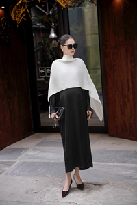 Vestido Midi de Organza de Seda con Cuello Redondo, Manga Regular, Cintura Holgada, Abertura Lateral Minimalista, para Uso Diario de Verano, OEM - Product Image 4