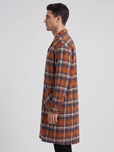 Summer <b>Night</b> Men Flannel <b>Shirt</b> Sleepwear Soft Sleep Long <b>Shirt</b> Men's <b>Button</b> <b>Up</b> Casual Wear Plaid <b>Shirt</b> Mens - Product Image 3