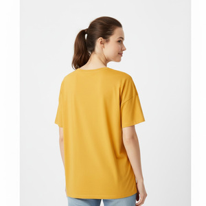 Camiseta Casual de Verano para Mujer, Talla Grande, Tejido Jersey Transpirable, Color Liso, 100% Algodón, Cuello Redondo, Manga Corta, Precio al por Mayor - Product Image 3
