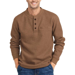 <b>Men</b>’s Waffle Thermal Long Sleeve <b>Shirt</b>, Casual Textured T-<b>Shirt</b> with Chest Pocket, Lightweight Warm Pullover Top for Fall/Winter - Product Image 1