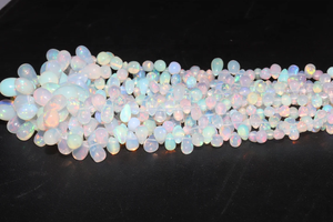 Excellente perle de forme de gouttes lisses d'opale éthiopienne 3*5-6*8mm 17 pouces perle d'opale Flashy pour la fabrication de bijoux - Product Image 4