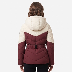 Chaqueta Acolchada de Dos Tonos para Mujer, con Cinturón en la Cintura, Capucha, Chaqueta de Invierno Acolchada, Abrigo Cálido para Exteriores, Ropa de Moda Casual para Invierno - Product Image 2