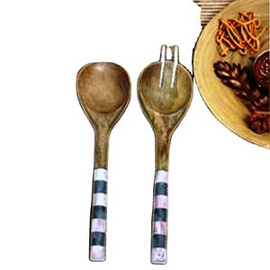 Wholesale salad servers <b>spoon</b> Essentials that Make Meals Salad Server <b>Set</b> Natural <b>Wooden</b> with 2 Turners Sustainable - Product Image 5
