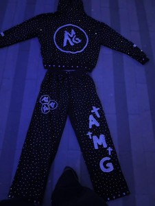 Ensemble de survêtement AMG à pois noir, manches longues, fermeture éclair, pantalon de jogging streetwear, unisexe adulte, style automne - Product Image 6