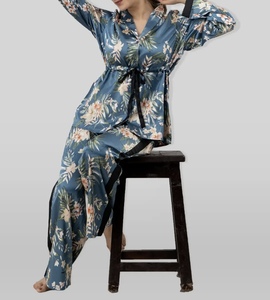 Wholesale Modest Breathable Night Suit <b>Kaftan</b> for Women Hand Drawn Print Traditional Islamic Clothing and Accessory Designed - Product Image 4
