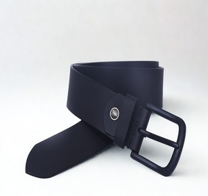 Cinturón de Cuero Negro Oscuro con Borde Mate, Hebilla de Marco Sólido, Estilo Casual para Mezclilla, Ajuste Ajustable, Minimalista, Unisex - Product Image 1