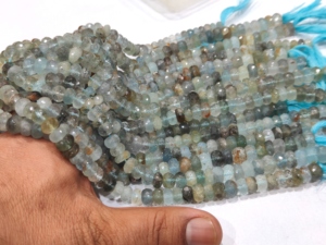 Eminent Jewel - Hilo de Cuentas de Piedras Preciosas de Aguamarina Musgo Azul Natural, Facetadas en Forma de Rondelle, de 8-9 mm, 8 Pulgadas de Largo, para la Fabricación de Joyas - Product Image 6