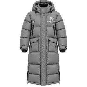 Chaqueta Larga Acolchada con Capucha para Hombre, Cortavientos, Gruesa, de Poliéster, Deportiva, para Invierno, con Logotipo Frontal y Cierre de Cremallera - Product Image 3
