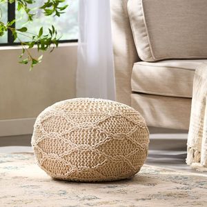 Malibu Knitted Cotton 20 X 20 Round <b>Pouf</b> - Product Image 1