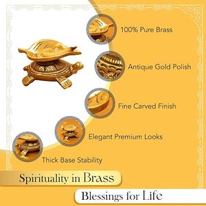 Lámpara de aceite de tortuga de latón chapada en oro con llama encendida para oración y decoración Feng Shui - Product Image 3