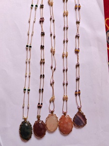Handmade Wire Wrapped Necklace with Pink Faceted Stone Pendant Multicolor Beads Boho Spiritual Jewelry - Product Image 3