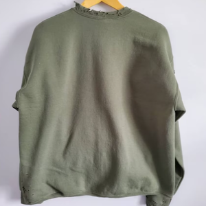 Sweat-shirt oversize à col rond, couleur unie, tricoté, pull pour homme, automne, manches longues, 100% coton, design découpé - Product Image 2