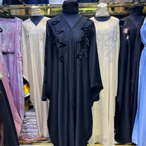 Summer sale Modest Dubai Beaded Sequined <b>Long</b> Sleeve Abaya Muslim Traditional Handmade Wedding Women Polyester Breathable V Neck - Product Image 1