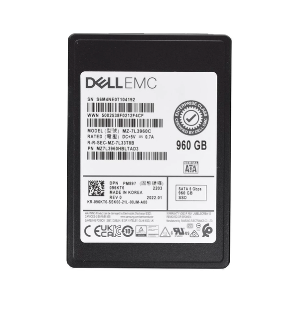 Enterprise Grade SSD for Samsung PM897 MZ-7L3960C SSD MZ7L3960MBLTAD4 SATA 2.5" 960GB 6G R740 R750 R760 SERVER 96KT6 SSD