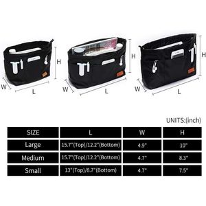 Women's Large Black Tote Bag Organizer <b>Insert</b> Multi-Pocket Travel <b>Handbag</b> Liner with Handles - Product Image 3