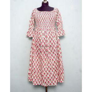 เดรสยาวทรงสี่เหลี่ยมคอวี ผ้าฝ้าย 100% คุณภาพเยี่ยม เป็นมิตรต่อสิ่งแวดล้อม ระบายอากาศได้ดี เหมาะสำหรับฤดูร้อน สวมใส่สบาย น้ำหนักเบา - Product Image 1