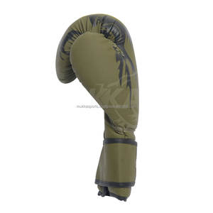 <b>Best</b> Leather MMA Boxing Gloves Olive Color Customizable High Quality Professional Training and Sparring Gloves - Product Image 3