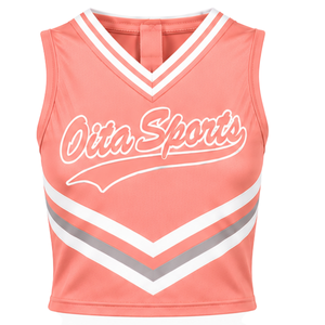 Customized Coral Cheer <b>Shirt</b> Sleeveless Team Sportswear Athletic Top Practice Training Competition Uniform Performance Apparel - Product Image 1