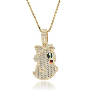 Nouveau pendentif fantôme de dessin animé européen et américain avec diamants entièrement sertis, plaqué or, collier hip-hop pour homme - Product Image 5