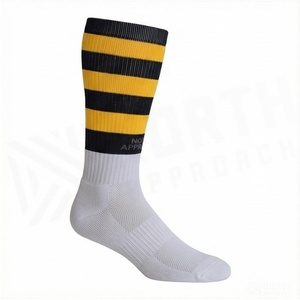 North Approach <b>Knee</b> <b>High</b> Striped <b>Socks</b> White Yellow Black Breathable Basketball <b>Socks</b> for Adults Summer - Product Image 3