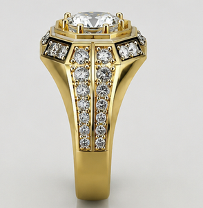 Anillo de Compromiso de Plata 925 Chapado en Oro con Moissanita, Anillo de Boda con Circonita, Joyería de Aniversario con Microincrustaciones para Hombre - Product Image 2