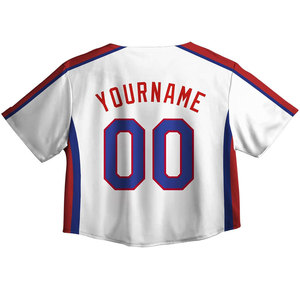 Maillot de baseball personnalisé pour femme avec impression par sublimation, nom d'équipe, numéro, logo, col en V, manches courtes - Product Image 2