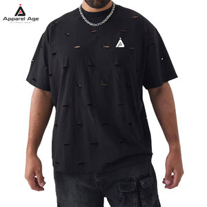 เสื้อยืดผู้ชายผ้าฝ้าย 100% คุณภาพดีที่สุด สไตล์ใหม่ ทรงหลวม ลุคดิสเทรส รับสกรีนโลโก้ เสื้อยืดฤดูร้อนสำหรับผู้ชาย - Product Image 1