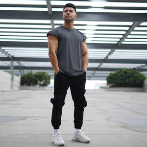 Custom Logo <b>Men</b> <b>Shirt</b> <b>Cap</b> <b>Sleeve</b> Cut Off Tshirt Solid Slim Fit for <b>Men</b> Workout Fitness Basketball Sports <b>Shirts</b> - Product Image 6