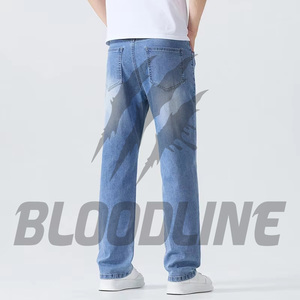 Jeans de Pierna Recta para Hombre BLOODLINE, Lavado a la Piedra, Algodón Denim, Cintura Media, Estilo Casual, Corte Regular para Otoño - Product Image 4