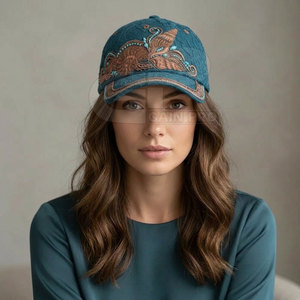 Gorra de Béisbol de Encaje para Mujer, a la Moda, con Bordado Artístico y Decoración de Pedrería, Cierre Elegante, Accesorio Diario - Product Image 3