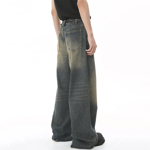 Streetwear Straight Custom Baggy <b>Jeans</b> <b>Men</b> Distressed Dark Washed Cotton Denim <b>Jeans</b> Vintage Fashion <b>Jeans</b> Pants for <b>Men</b> - Product Image 4