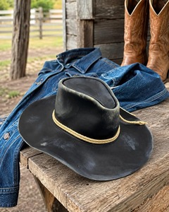Custom Genuine Leather Cowboy <b>Hat</b> Wide Brim Embossed Monogram Outdoor <b>Western</b> Ranch Riding <b>Hat</b> Unisex Adult Spring Autumn - Product Image 4