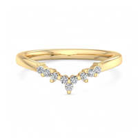 Anillo Minimalista Apilable de Boda con Diamante Cultivado en Laboratorio, Diseño Chevron en V, Corte Marquesa, Engaste de Garras, Bañado en Rodio y Oro de 18K